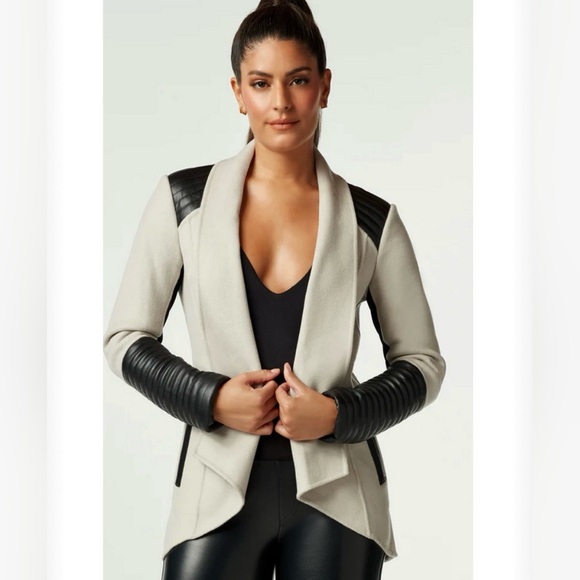 blanc noir Jackets & Blazers - Blanc Noir Draped Tech Wool Coat Blazer Gray/Black 100% Wool Size Medium